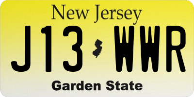 NJ license plate J13WWR