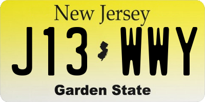 NJ license plate J13WWY