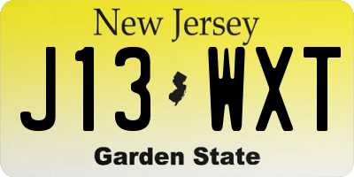 NJ license plate J13WXT