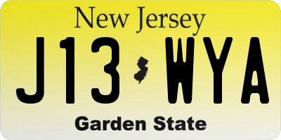 NJ license plate J13WYA