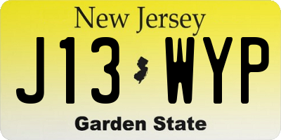 NJ license plate J13WYP