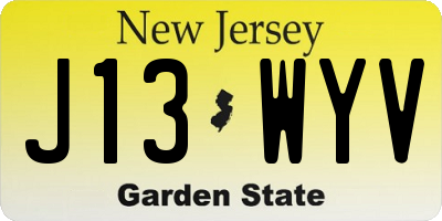 NJ license plate J13WYV