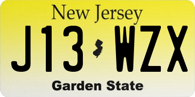 NJ license plate J13WZX