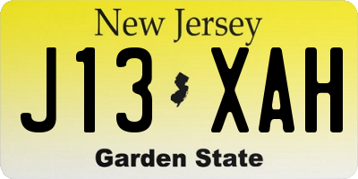 NJ license plate J13XAH