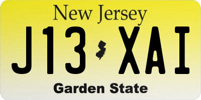 NJ license plate J13XAI