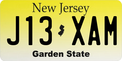 NJ license plate J13XAM