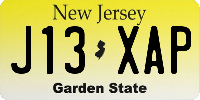 NJ license plate J13XAP
