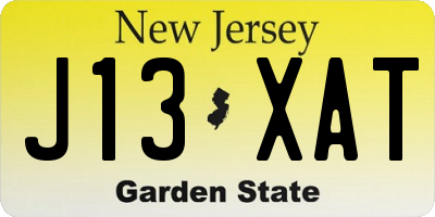 NJ license plate J13XAT