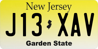 NJ license plate J13XAV