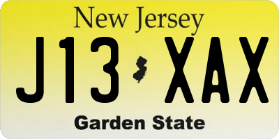 NJ license plate J13XAX