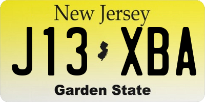 NJ license plate J13XBA