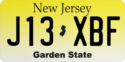 NJ license plate J13XBF
