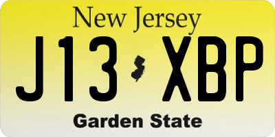NJ license plate J13XBP