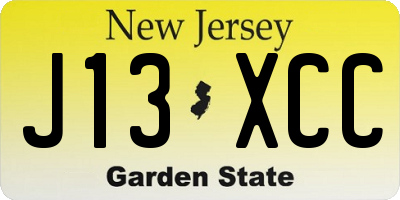 NJ license plate J13XCC
