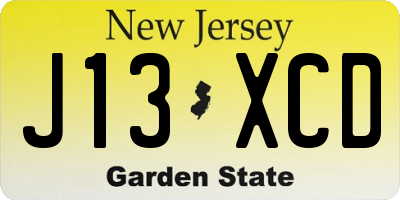 NJ license plate J13XCD