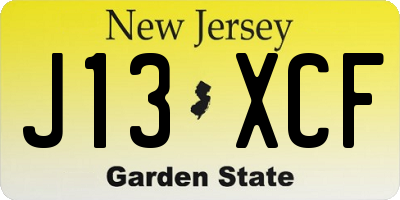 NJ license plate J13XCF