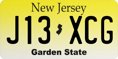 NJ license plate J13XCG
