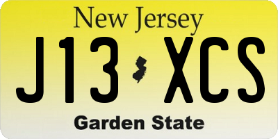NJ license plate J13XCS