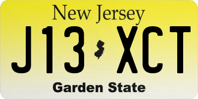 NJ license plate J13XCT