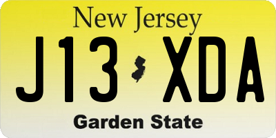 NJ license plate J13XDA