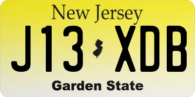 NJ license plate J13XDB