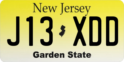 NJ license plate J13XDD