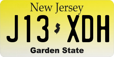 NJ license plate J13XDH