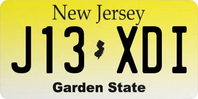 NJ license plate J13XDI