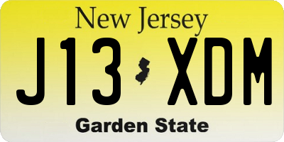NJ license plate J13XDM