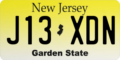 NJ license plate J13XDN