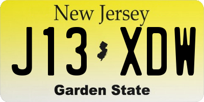 NJ license plate J13XDW