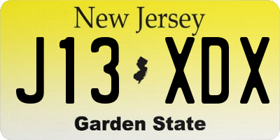 NJ license plate J13XDX