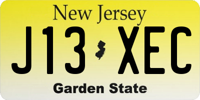 NJ license plate J13XEC