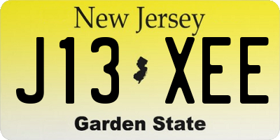 NJ license plate J13XEE