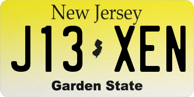 NJ license plate J13XEN