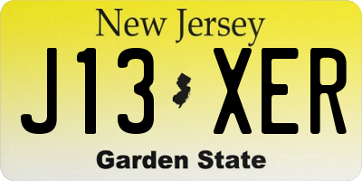 NJ license plate J13XER