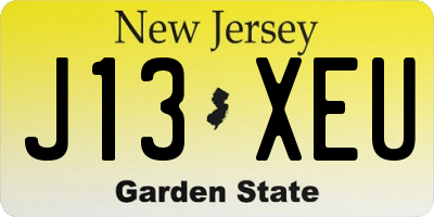 NJ license plate J13XEU
