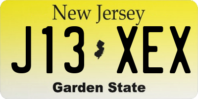 NJ license plate J13XEX
