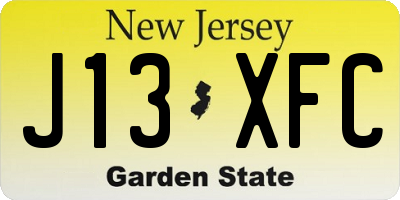 NJ license plate J13XFC