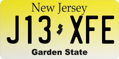 NJ license plate J13XFE