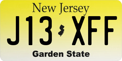 NJ license plate J13XFF