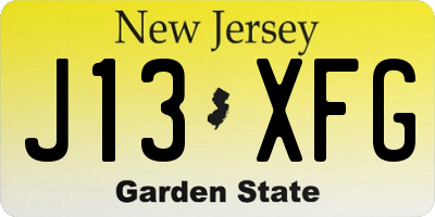 NJ license plate J13XFG
