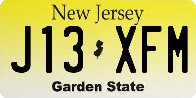 NJ license plate J13XFM