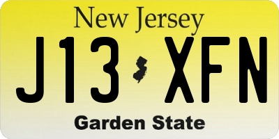 NJ license plate J13XFN