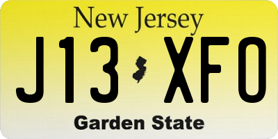 NJ license plate J13XFO