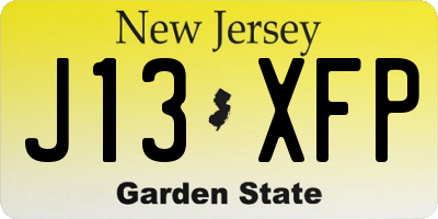 NJ license plate J13XFP
