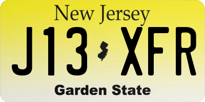 NJ license plate J13XFR