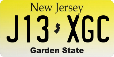 NJ license plate J13XGC