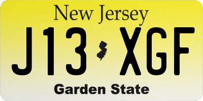 NJ license plate J13XGF