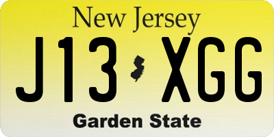 NJ license plate J13XGG